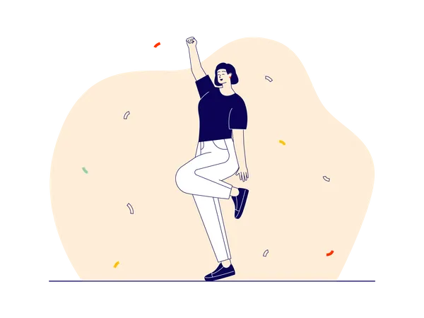 Young girl celebrating winning  Illustration