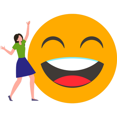 Young girl celebrating World Emoji Day  Illustration