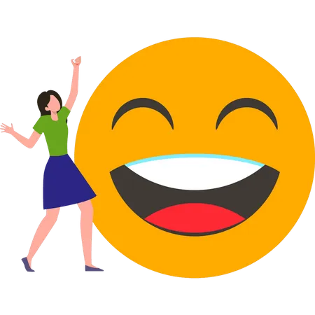 Young girl celebrating World Emoji Day  Illustration
