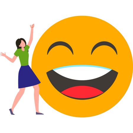 Young girl celebrating World Emoji Day  Illustration