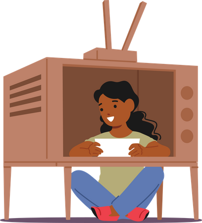 Young Girl Character Broadcasting News  Illustration