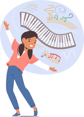 Young Girl Character Enthusiastically Engages In Music Classes  Illustration