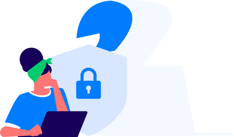 Young girl checking system security  Illustration
