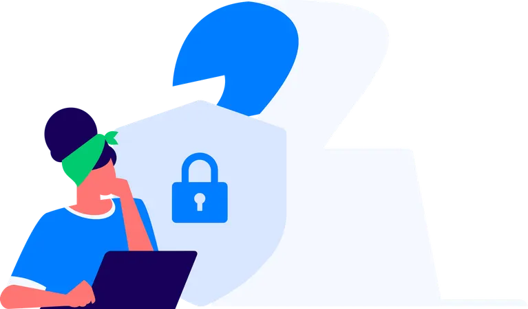 Young girl checking system security  Illustration