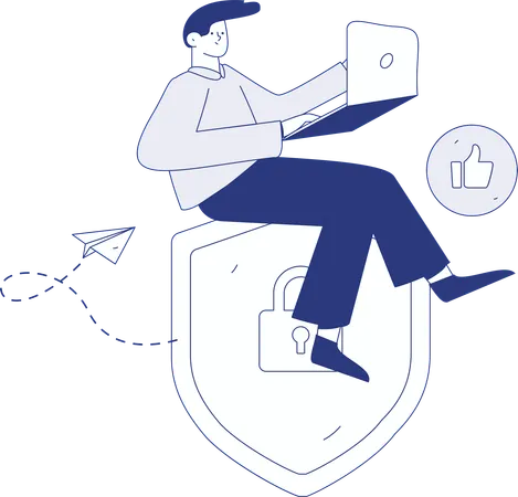 Young girl checking system security  Illustration
