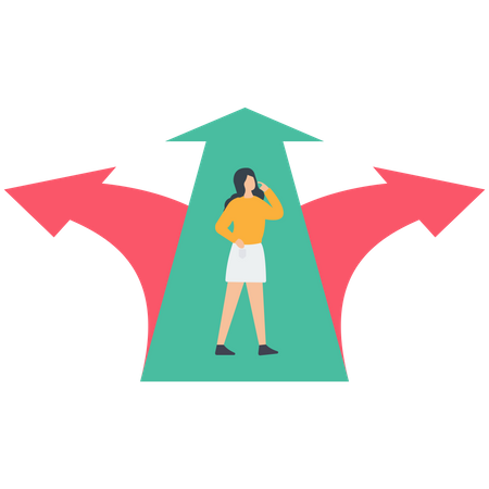 Young Girl Choosing Business Direction  Illustration