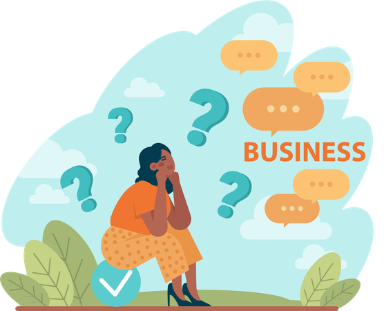 Young girl confused for business  Illustration