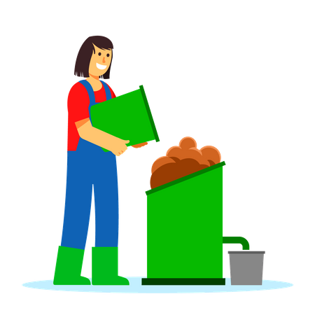 Young girl do eco friendly activity  Illustration