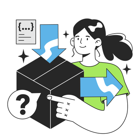 Young girl doing Black box testing  Illustration