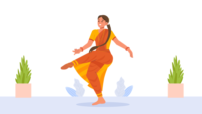 Young girl doing classical dance  Illustration