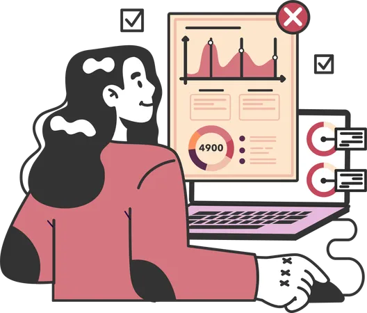 Young girl doing data management  Illustration