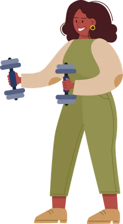 Young girl doing dumbbell exercise  Illustration