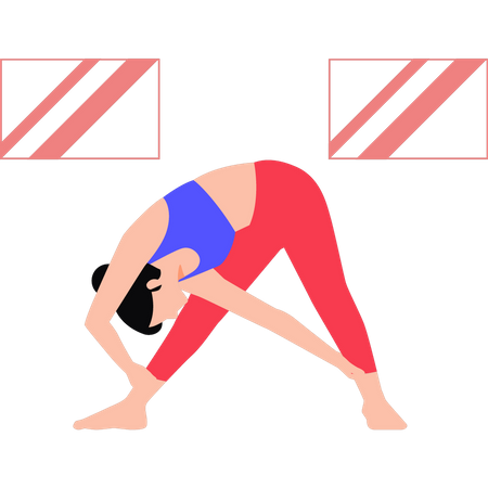 Young girl doing leg exercises  Illustration