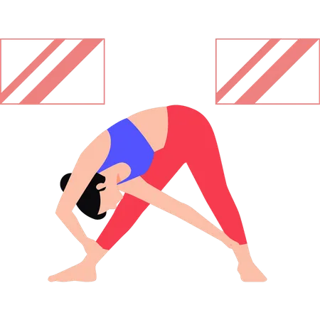 Young girl doing leg exercises  Illustration