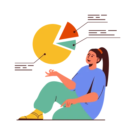 Young girl doing marketing analysis  Illustration