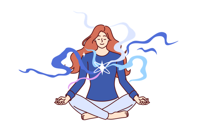 Young girl doing meditation  Illustration