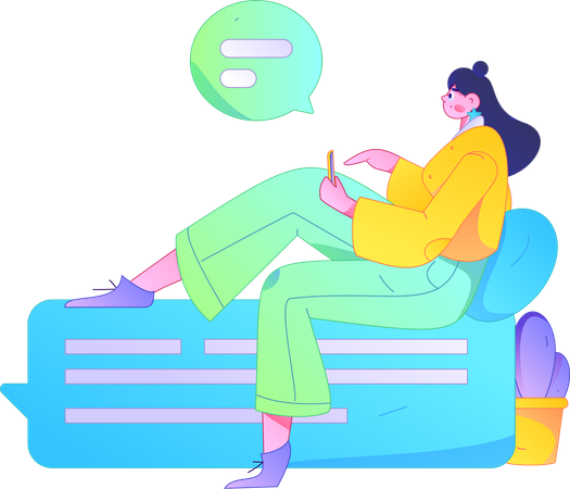 Young girl doing mobile chatting  Illustration