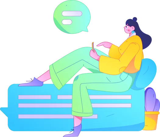 Young girl doing mobile chatting  Illustration