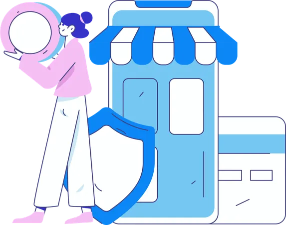 Young girl doing mobile payment  Illustration