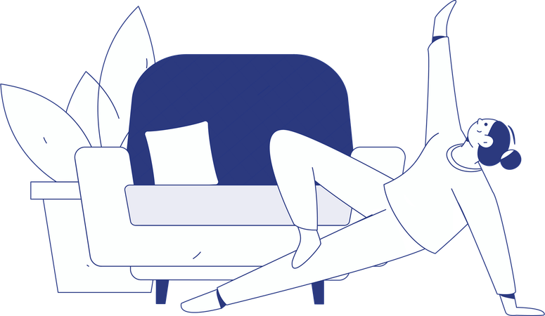 Young girl doing morning exercise at home  Illustration