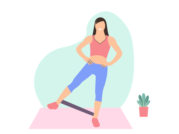 Young girl doing morning exercise  Illustration