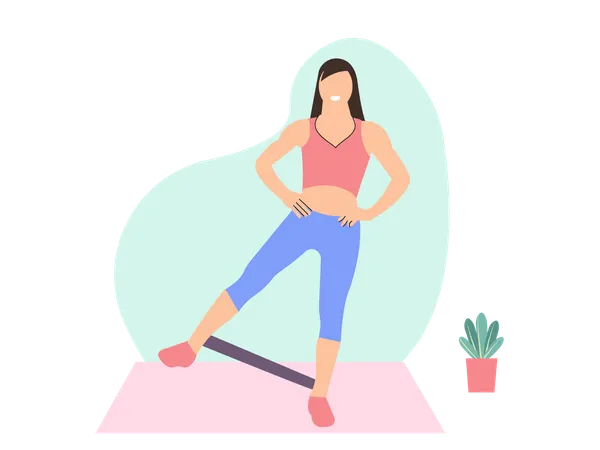 Young girl doing morning exercise  Illustration