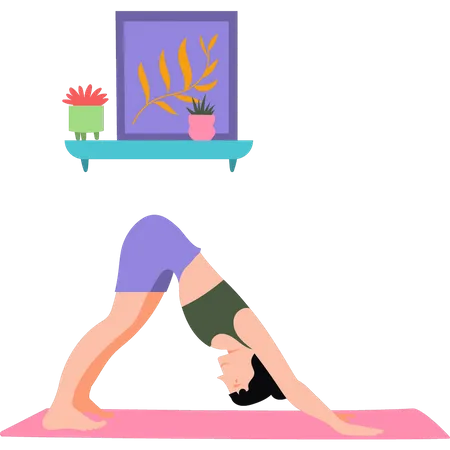 Young girl doing morning exercising  Illustration