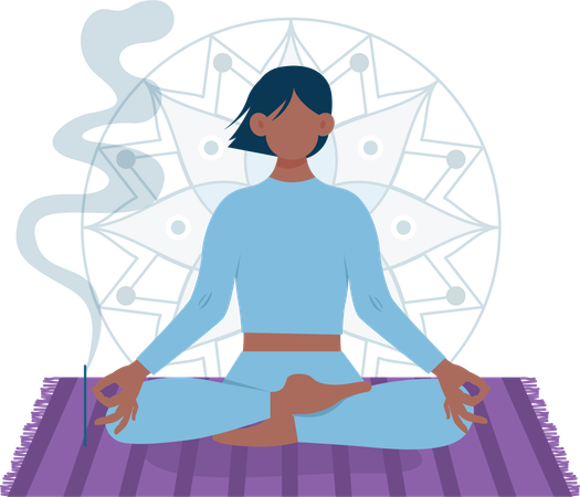 Young girl doing morning meditation  Illustration