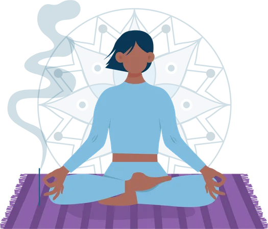 Young girl doing morning meditation  Illustration