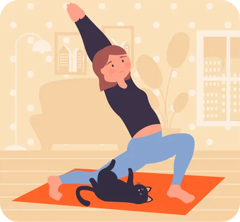 Young girl doing morning workout  Illustration
