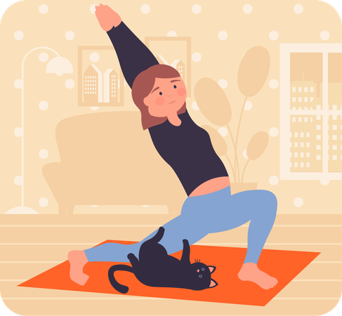 Young girl doing morning workout  Illustration