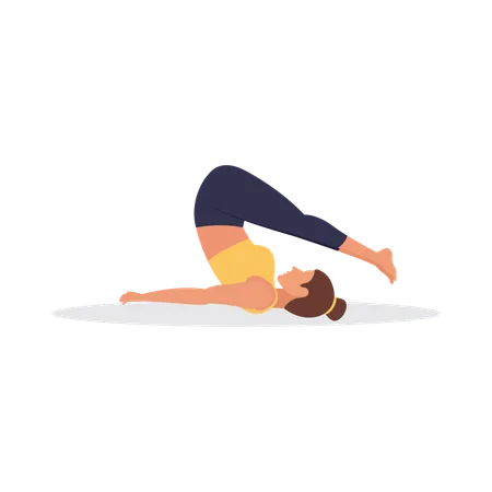 Young girl doing Plow pose  Illustration