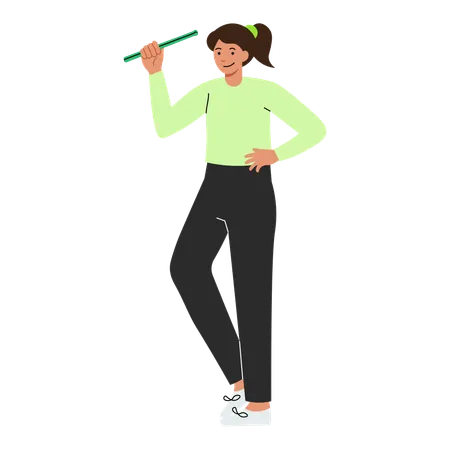 Young Girl doing poundfit workout  Illustration