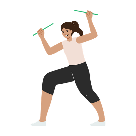 Young girl doing poundfit workout  Illustration