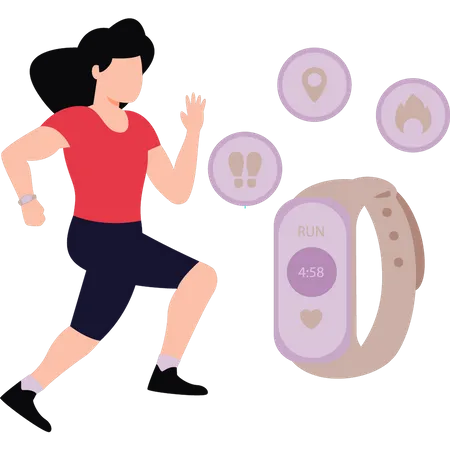 Young girl doing running exercise  Illustration