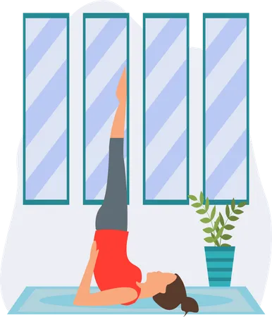 Young Girl Doing Sarvangasana In Home  Illustration