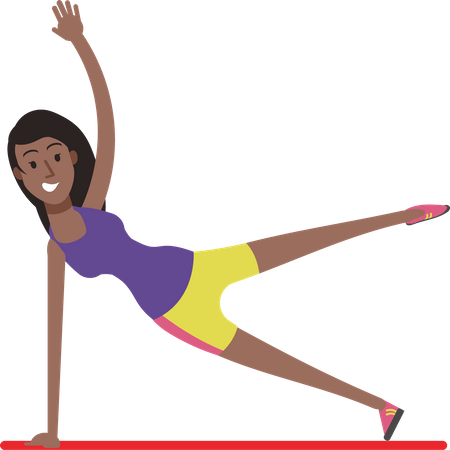 Young girl doing side leg raise exercise  Illustration