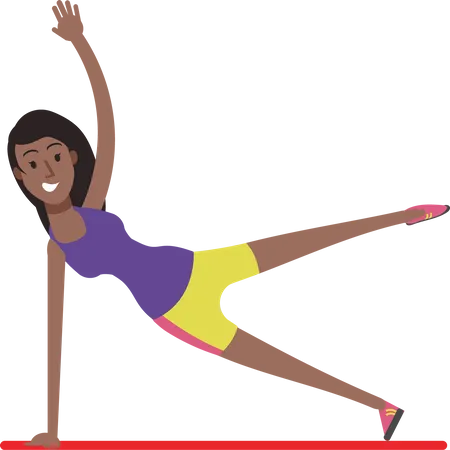 Young girl doing side leg raise exercise  Illustration