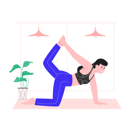 Young Girl doing stretching  イラスト