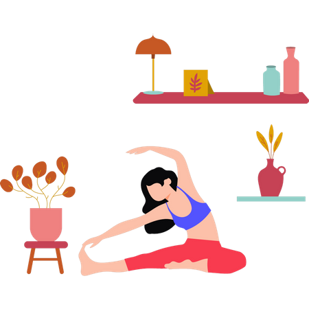 Young girl doing stretching exercise  Illustration