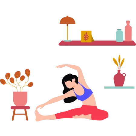 Young girl doing stretching exercise  Illustration