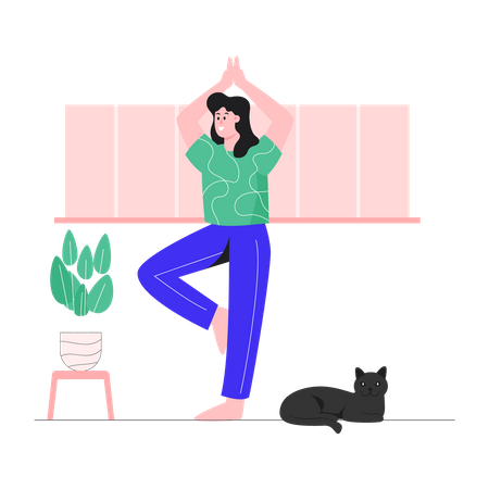 Young Girl doing stretching  Illustration