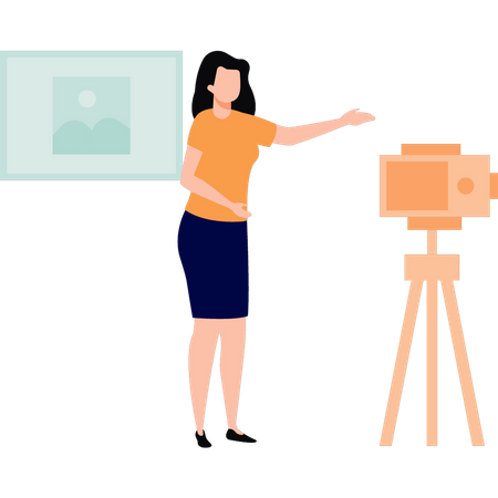 Young girl doing video shooter  Illustration