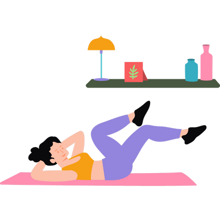 Young girl doing workout at home  Illustration