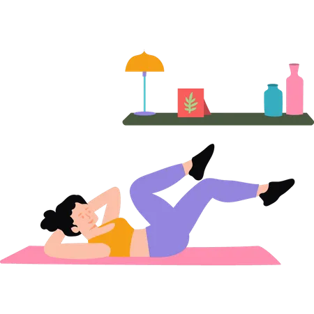 Young girl doing workout at home  Illustration