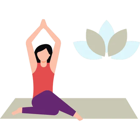Young Girl Doing Yoga At Home  イラスト