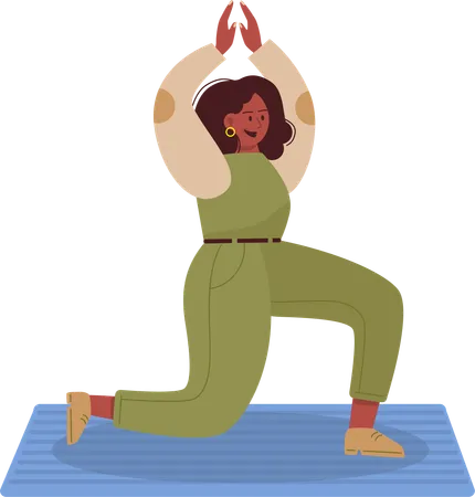 Young girl doing yoga exercise  イラスト
