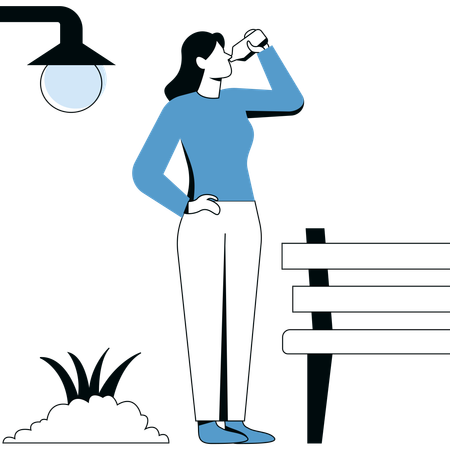 Young Girl drinking water  Illustration