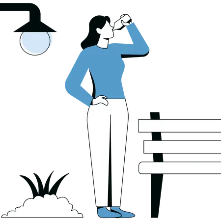 Young Girl drinking water  Illustration