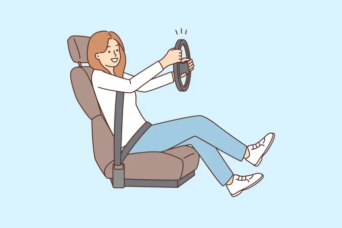 Young girl drive car  Illustration